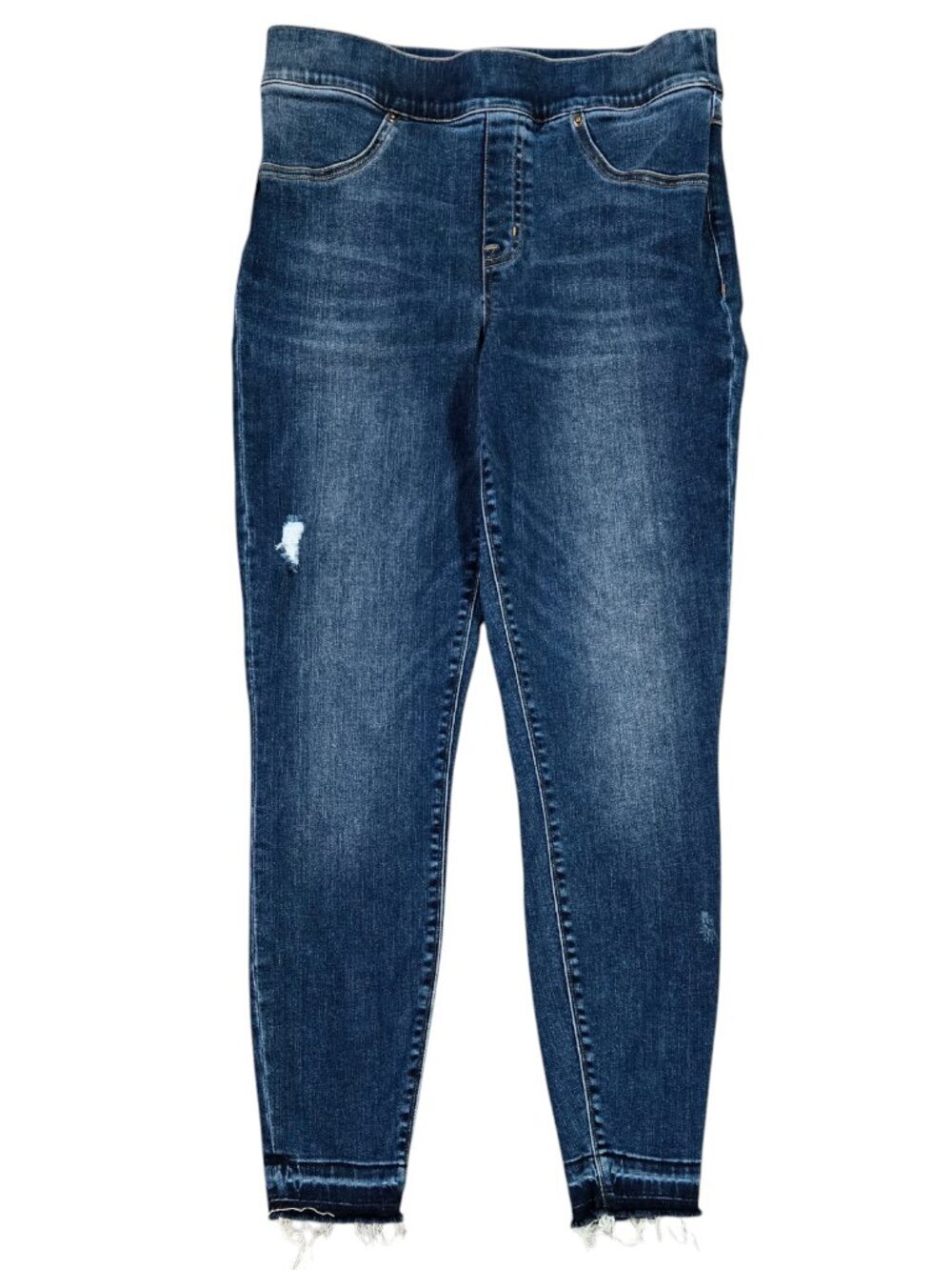 Spanx Distressed High Rise Pull On Raw Hem Skinny Jeans 20203R Medium